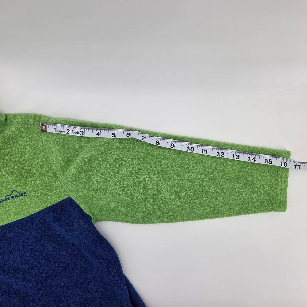 Eddie Bauer Kids Fleece Pullover Colorblock Blue Green 1/4 Zip Size Small Layers